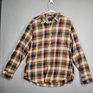 J Crew Classic Flannel Shirt Mens L Plaid Button Up Long Sleeve Fall‎